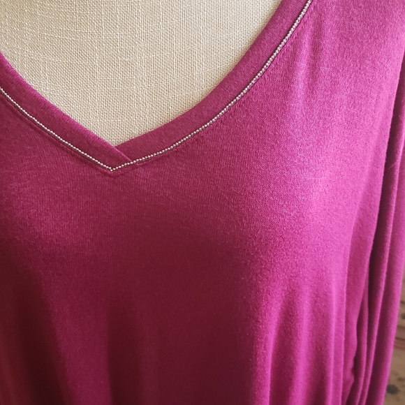 Ava & Viv Sweater Top Plus 3X Long Sleeve Berry Purple NWT - Picture 2 of 15